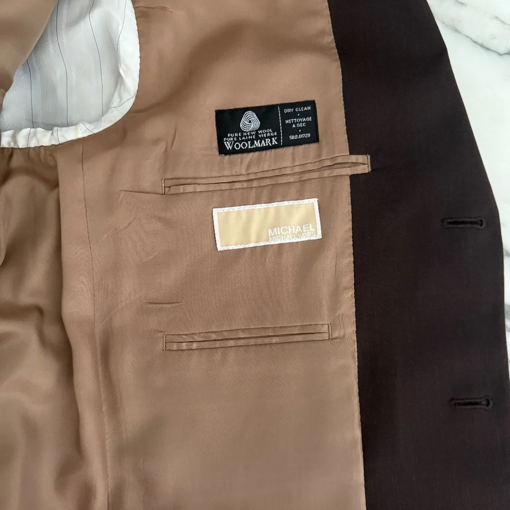 MICHAEL KORS Mens‎ Blazer 39R brown WOOL Sport Coat 3 Button Jacket